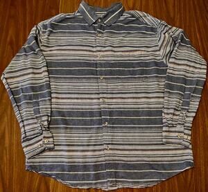Clearwater Outfitters Men's XL Long-Sleeve Button-Up Blue Striped Cotton Shirt